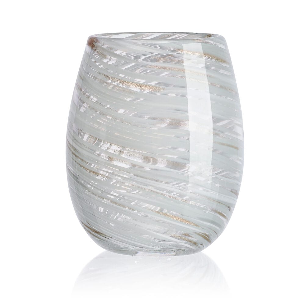 Color Swirl Gray Set of 4 Stemless Wine Glasses