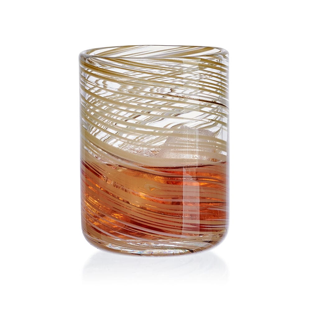 Color Swirl Honey Set of 4 Double Old Fashioned Glasses