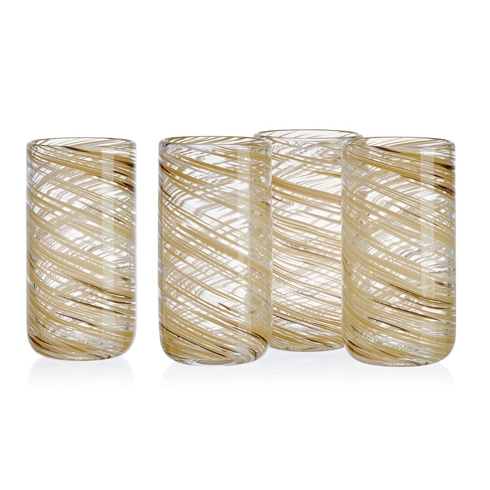 Color Swirl Honey Set of 4 High Ball Glasses
