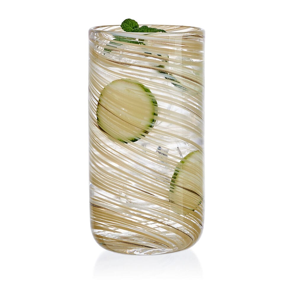 Color Swirl Honey Set of 4 High Ball Glasses