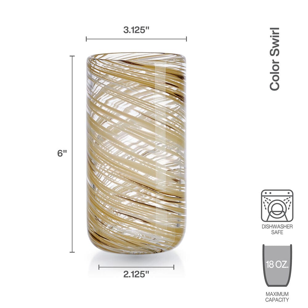 Color Swirl Honey Set of 4 High Ball Glasses