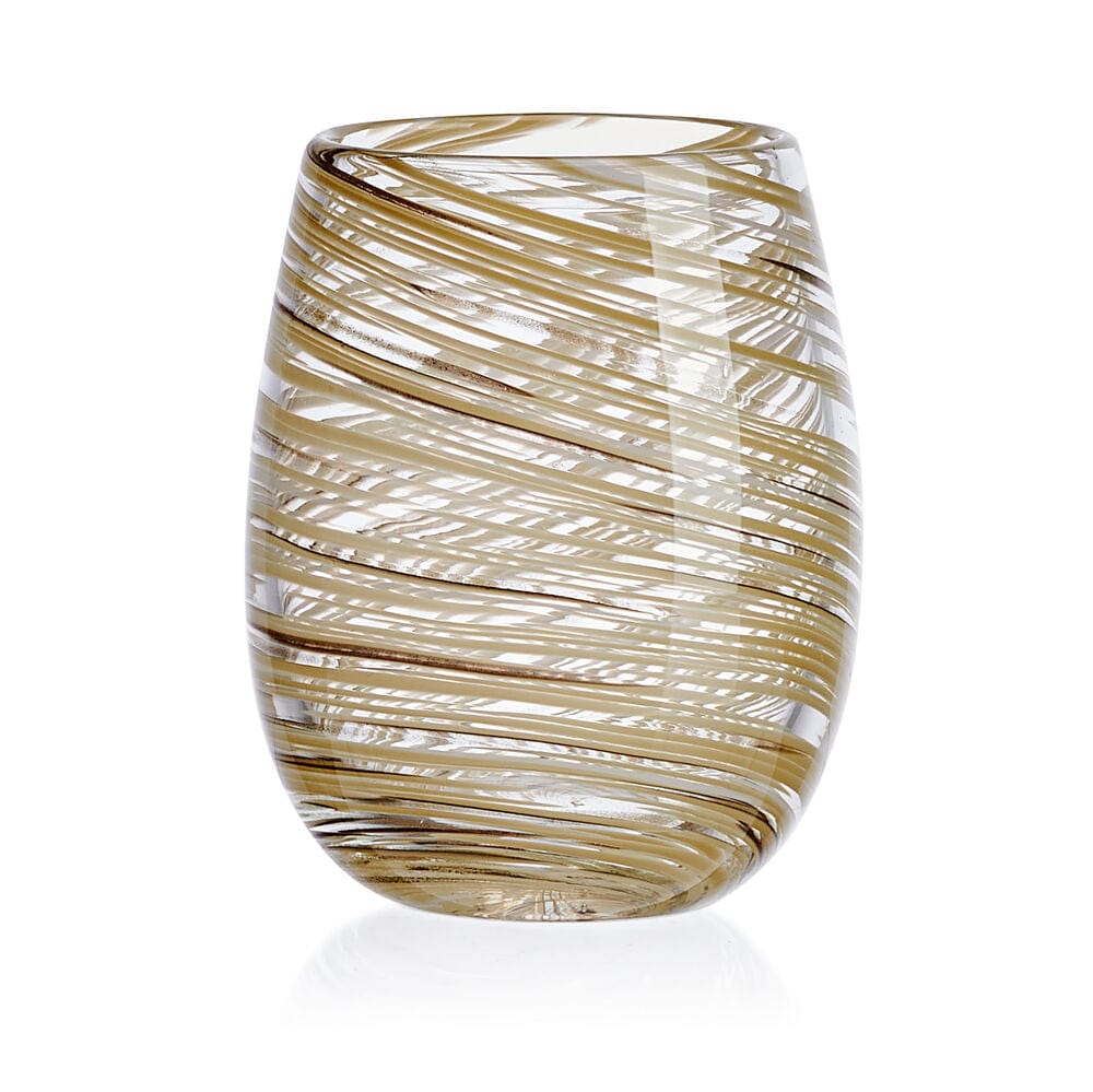 Color Swirl Honey Set of 4 Stemless Wine Glasses