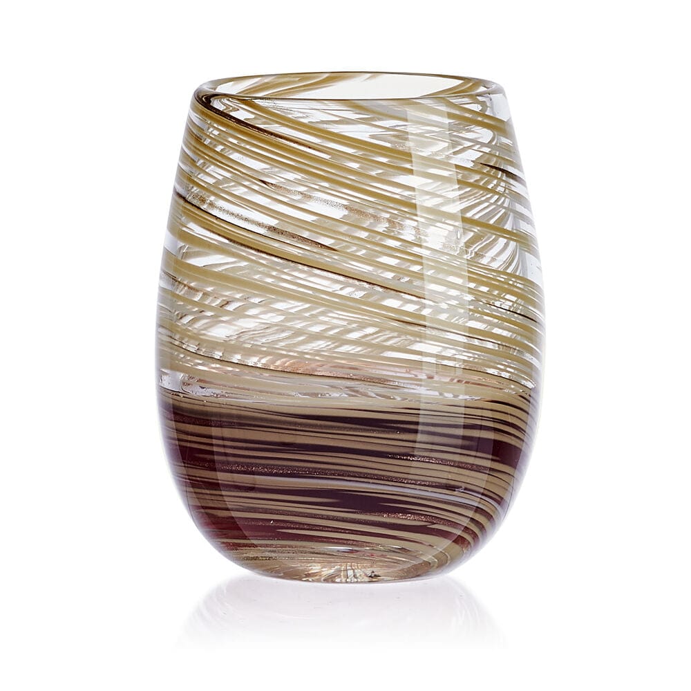 Color Swirl Honey Set of 4 Stemless Wine Glasses