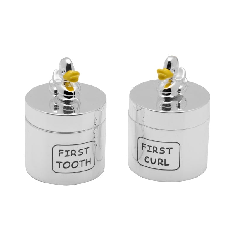 Baby Duck Silverplate First Tooth Curl Boxes