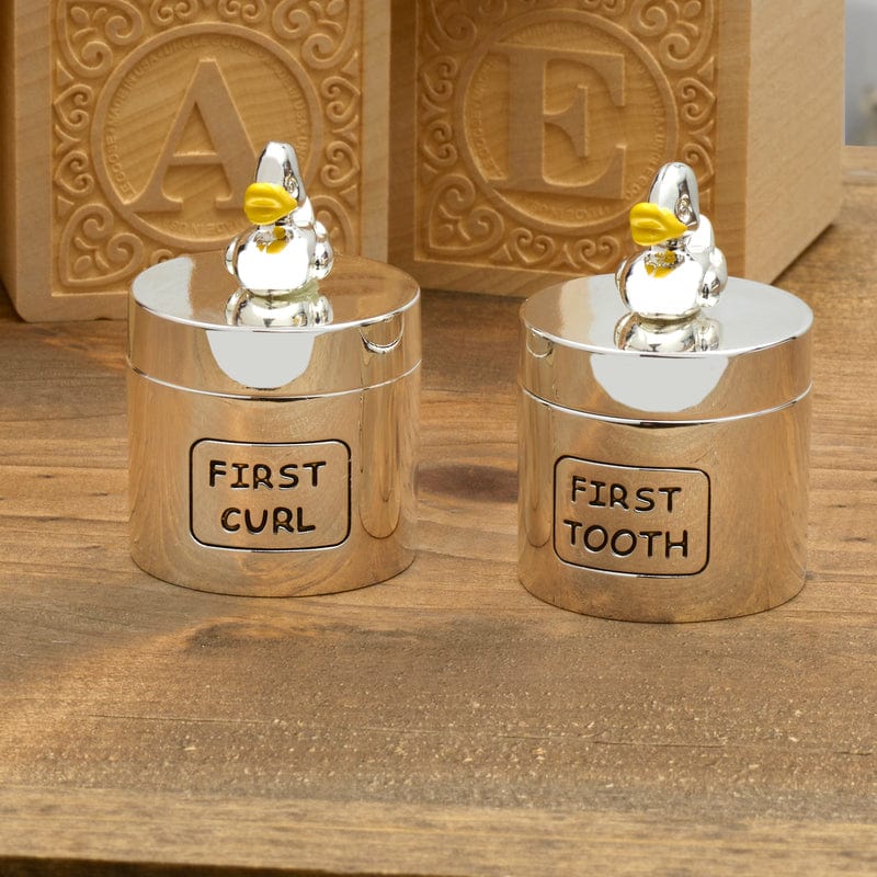 Baby Duck Silverplate First Tooth Curl Boxes