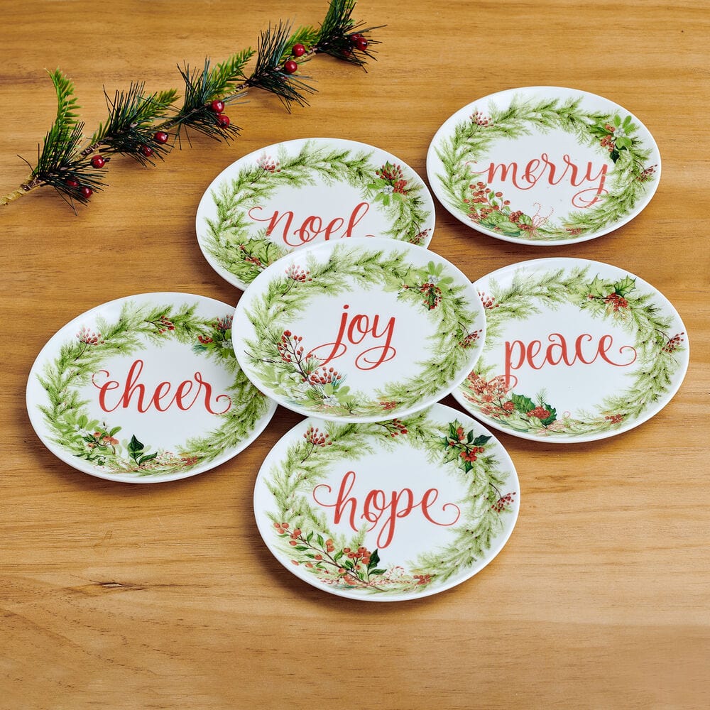 Festive Garland Set of 6 Appetizer Plates