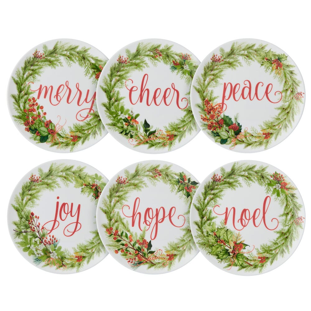 Festive Garland Set of 6 Appetizer Plates
