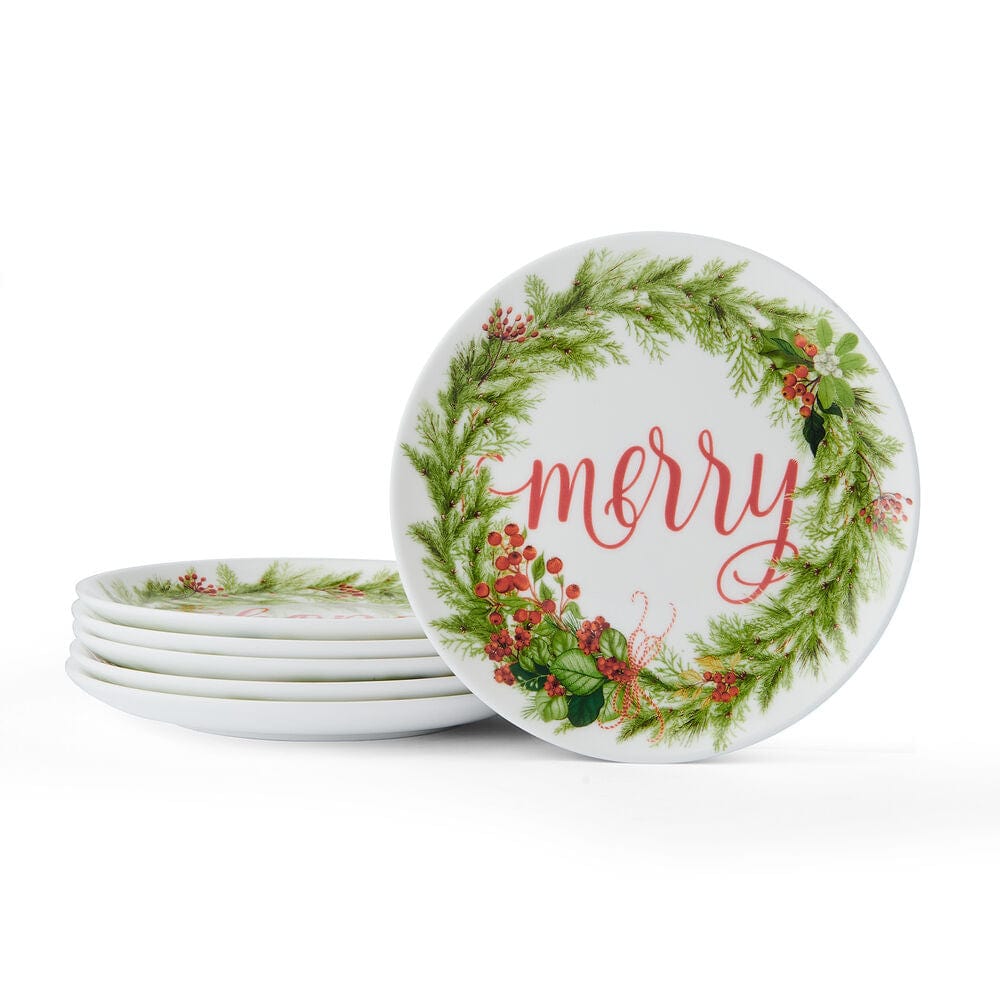 Festive Garland Set of 6 Appetizer Plates