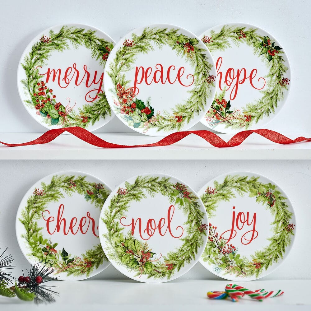 Festive Garland Set of 6 Appetizer Plates