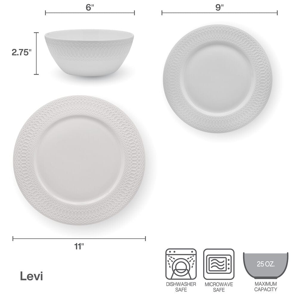 Levi 12 Piece Dinnerware Set, Service For 4