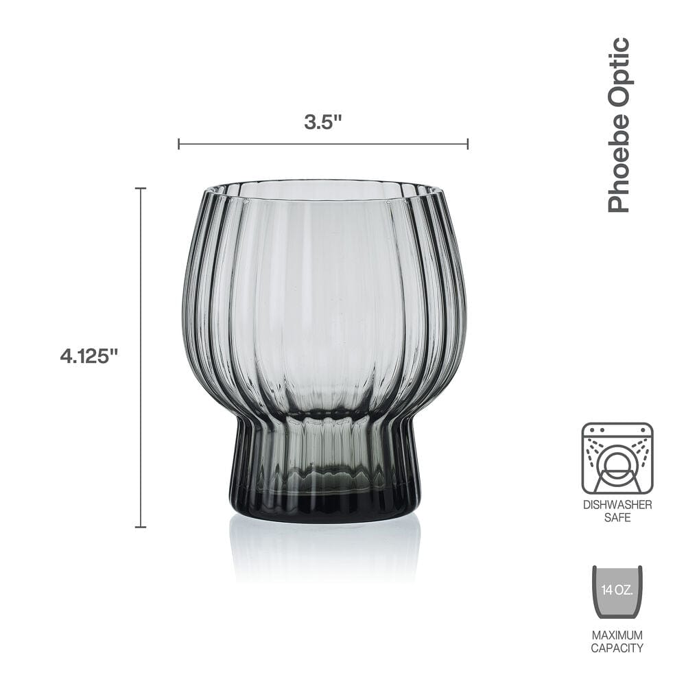 Phoebe Optic Smoke Set of 4 Double Old Fashioned Glasses