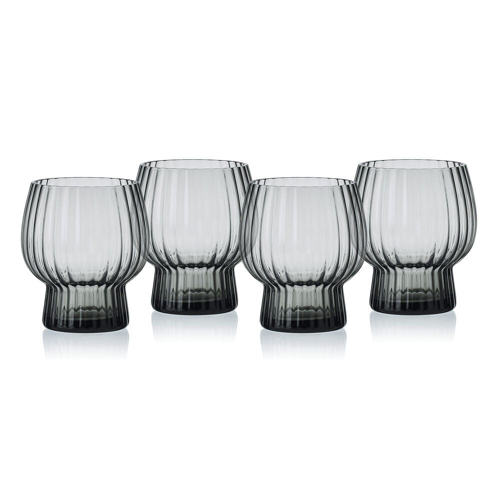 Phoebe Optic Smoke Set of 4 Double Old Fashioned Glasses