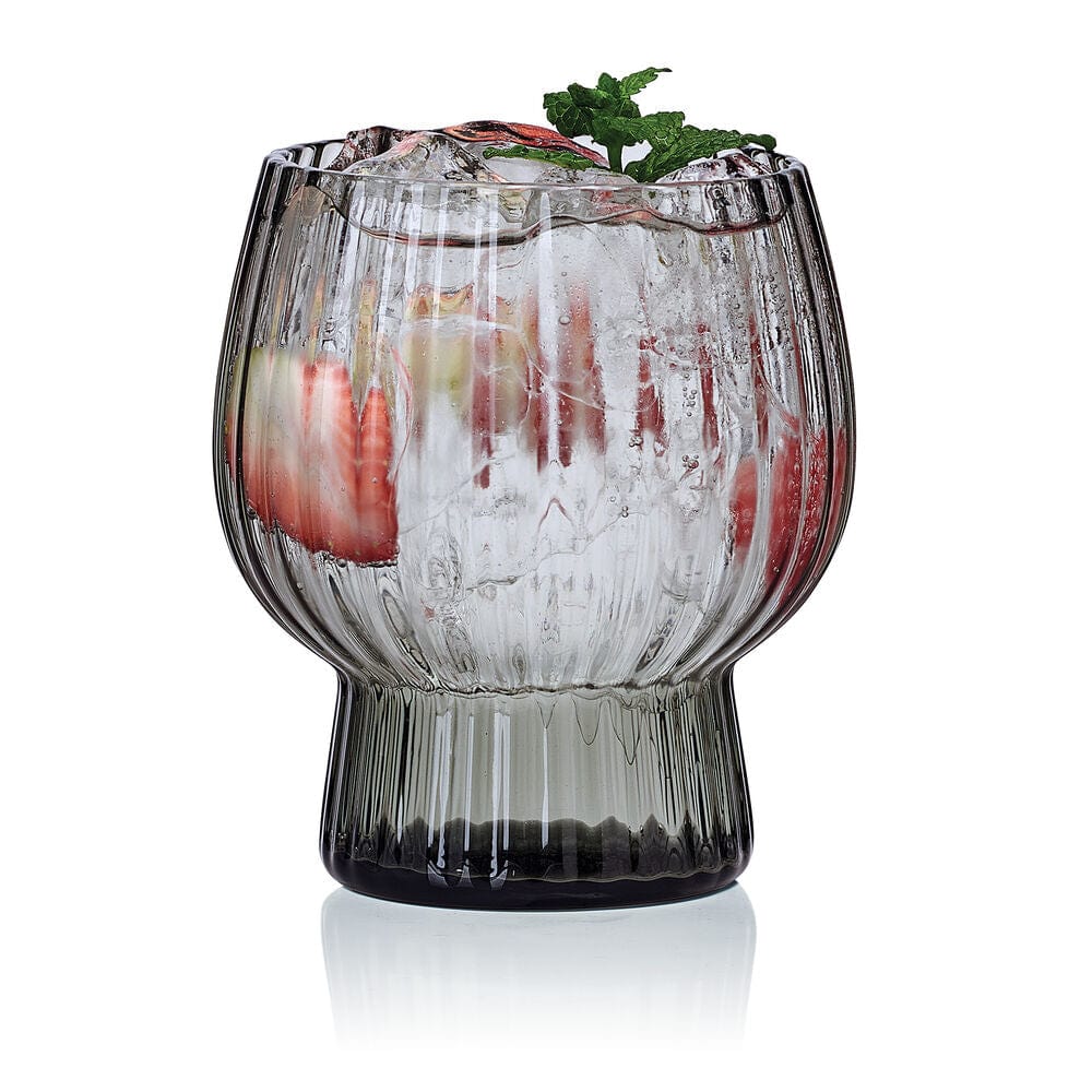 Phoebe Optic Smoke Set of 4 Double Old Fashioned Glasses