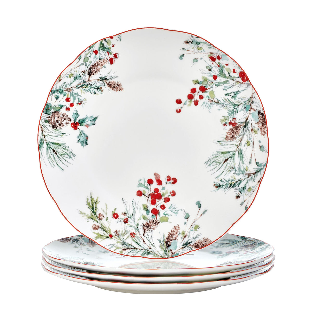 Pine and Berry Set of 4 Dinner Plates