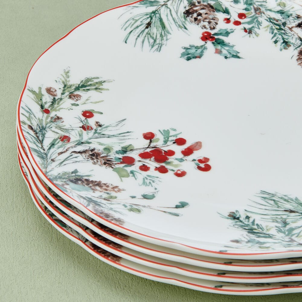 Pine and Berry Set of 4 Dinner Plates