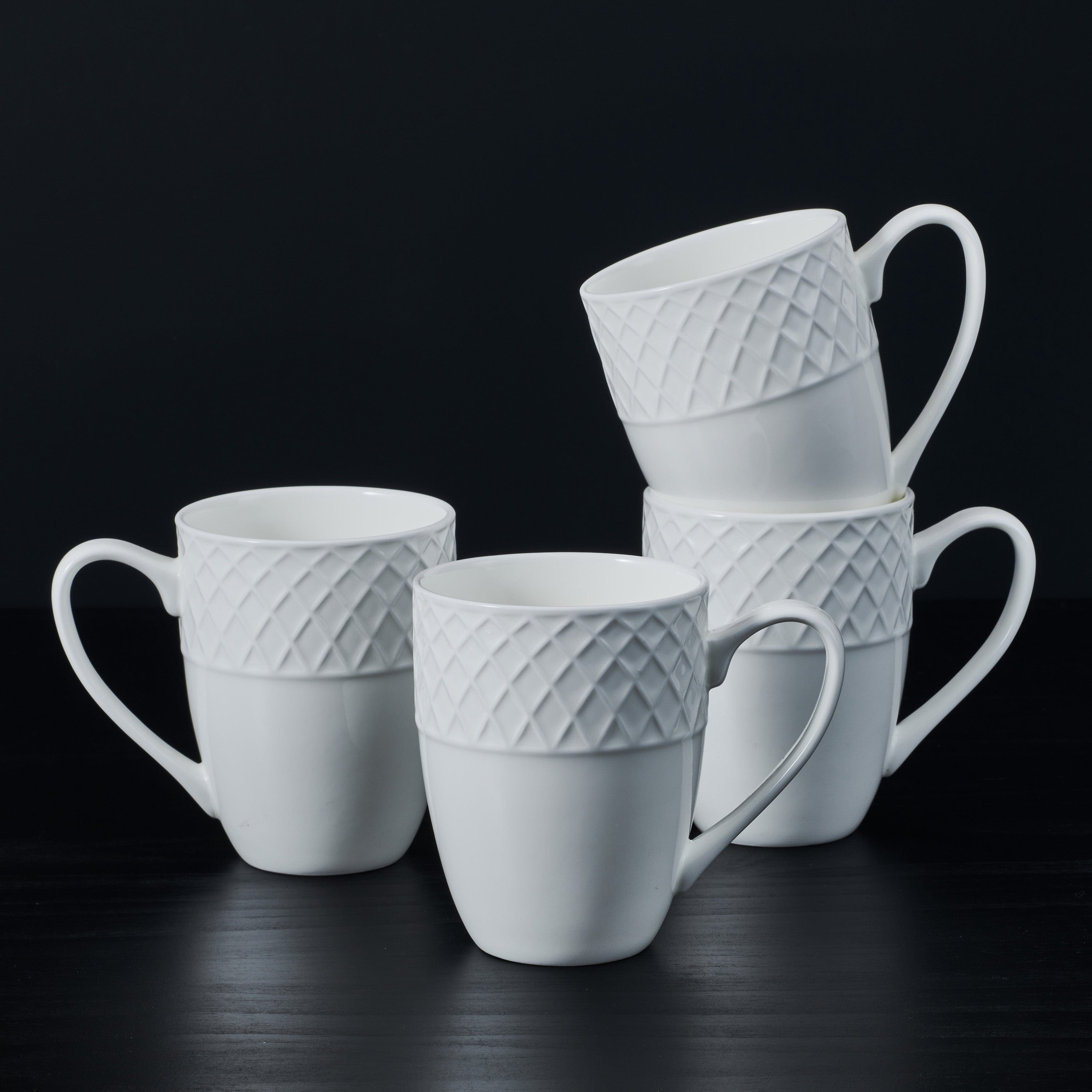 Trellis White Set of 4 Mugs