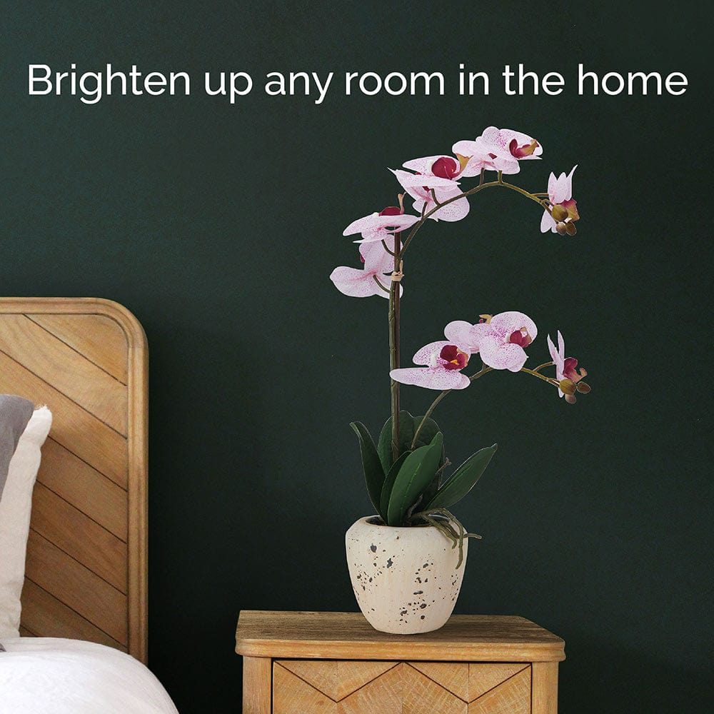22 Inch Faux Orchid in Rustic Pot, Pink Spot