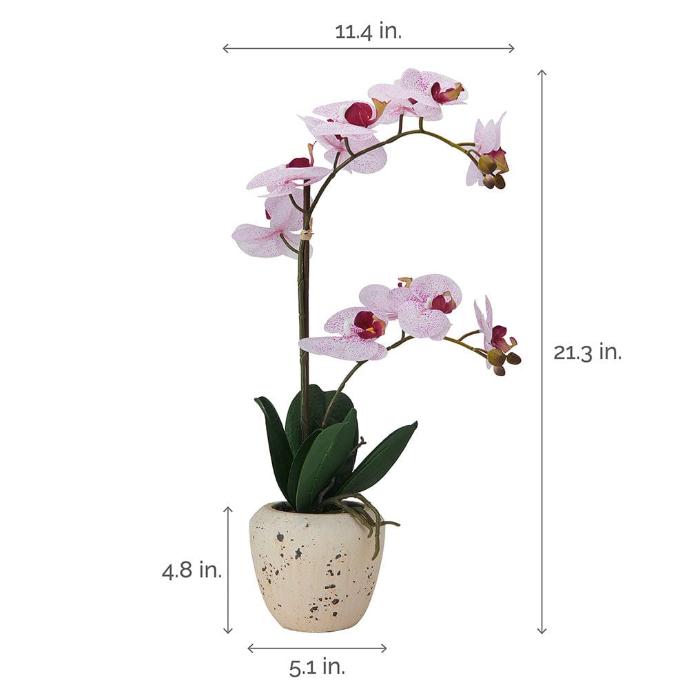 22 Inch Faux Orchid in Rustic Pot, Pink Spot