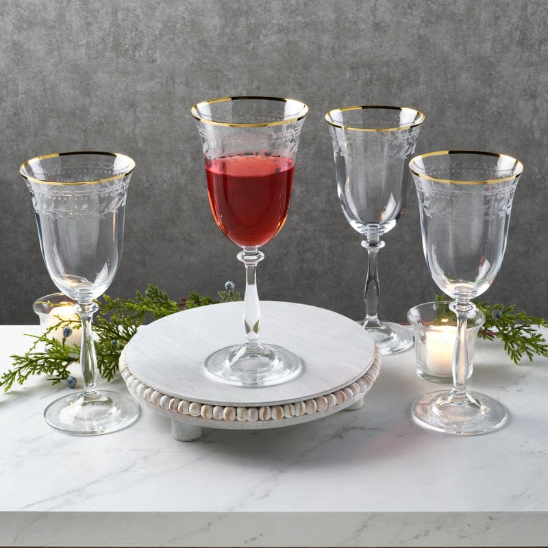 Holiday Traditions Gold Rim Set of 4 Red Wine Glasses