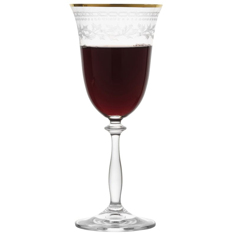 Holiday Traditions Gold Rim Set of 4 Red Wine Glasses