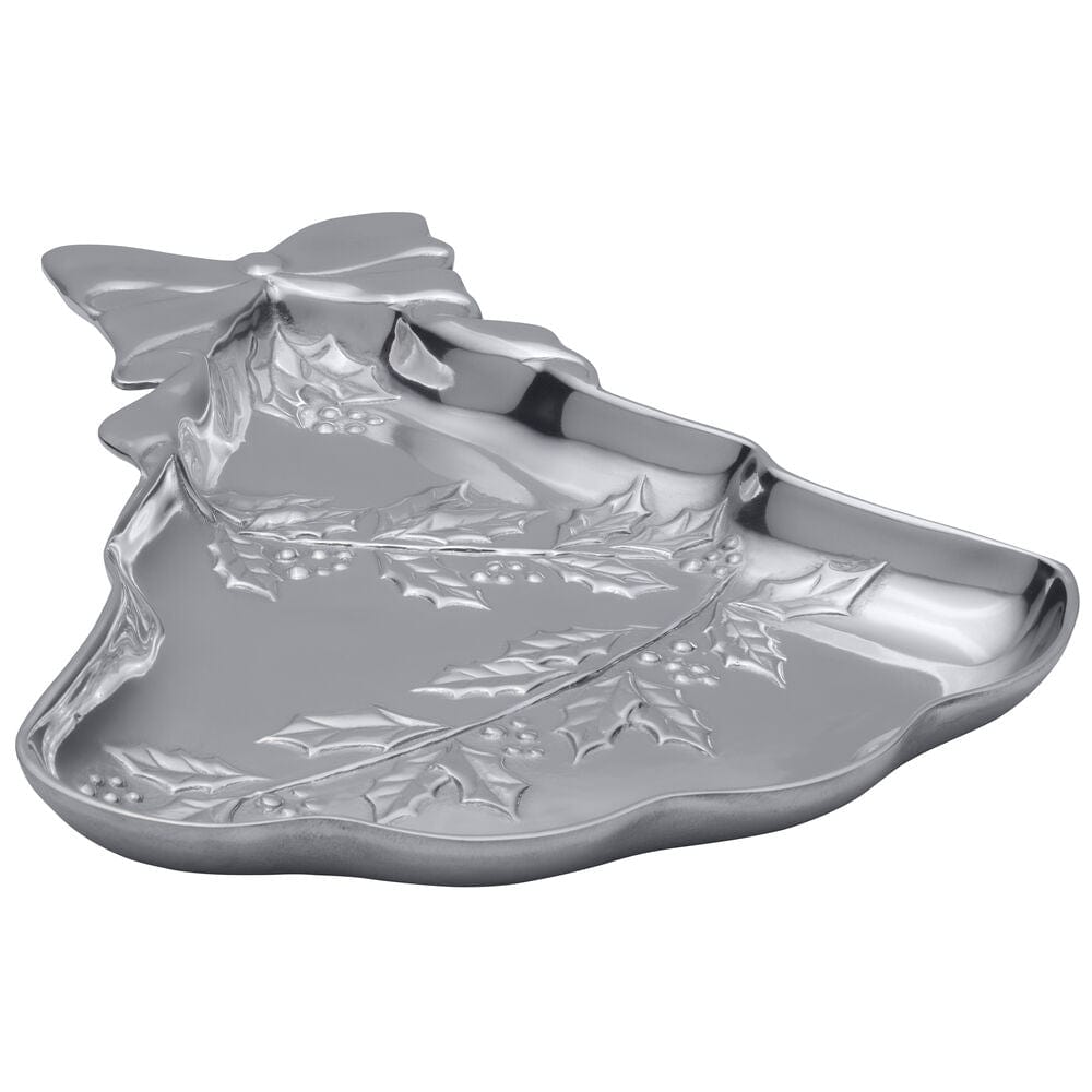 Holly Berries Christmas Tree Serving Tray