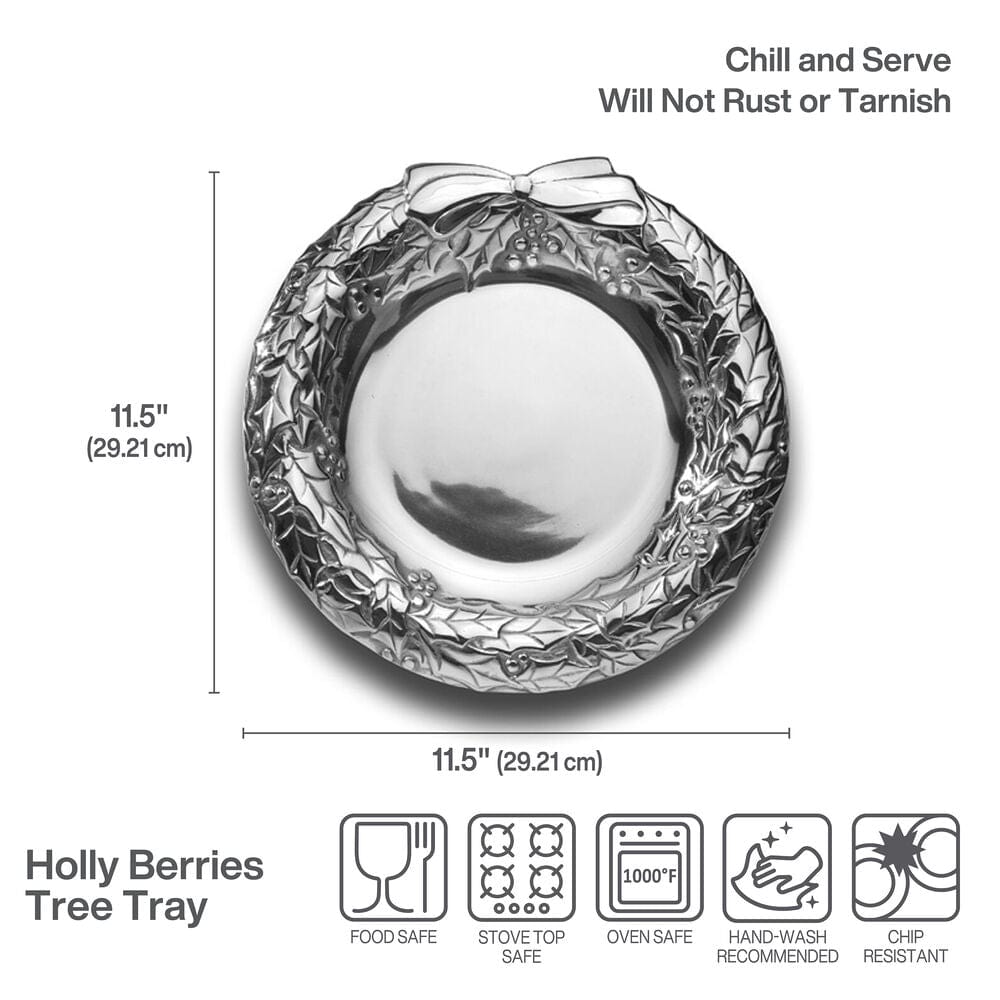 Holly Berries Wreath Serving Tray