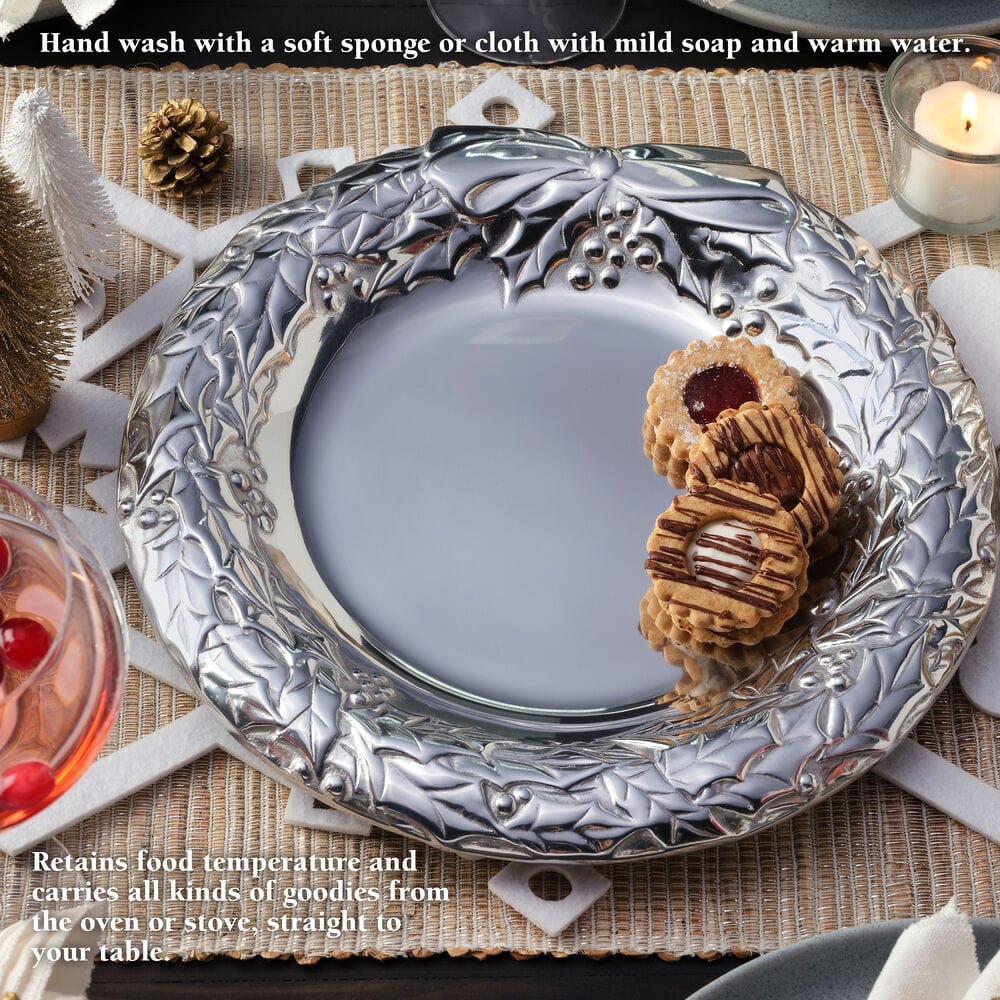 Holly Berries Wreath Serving Tray