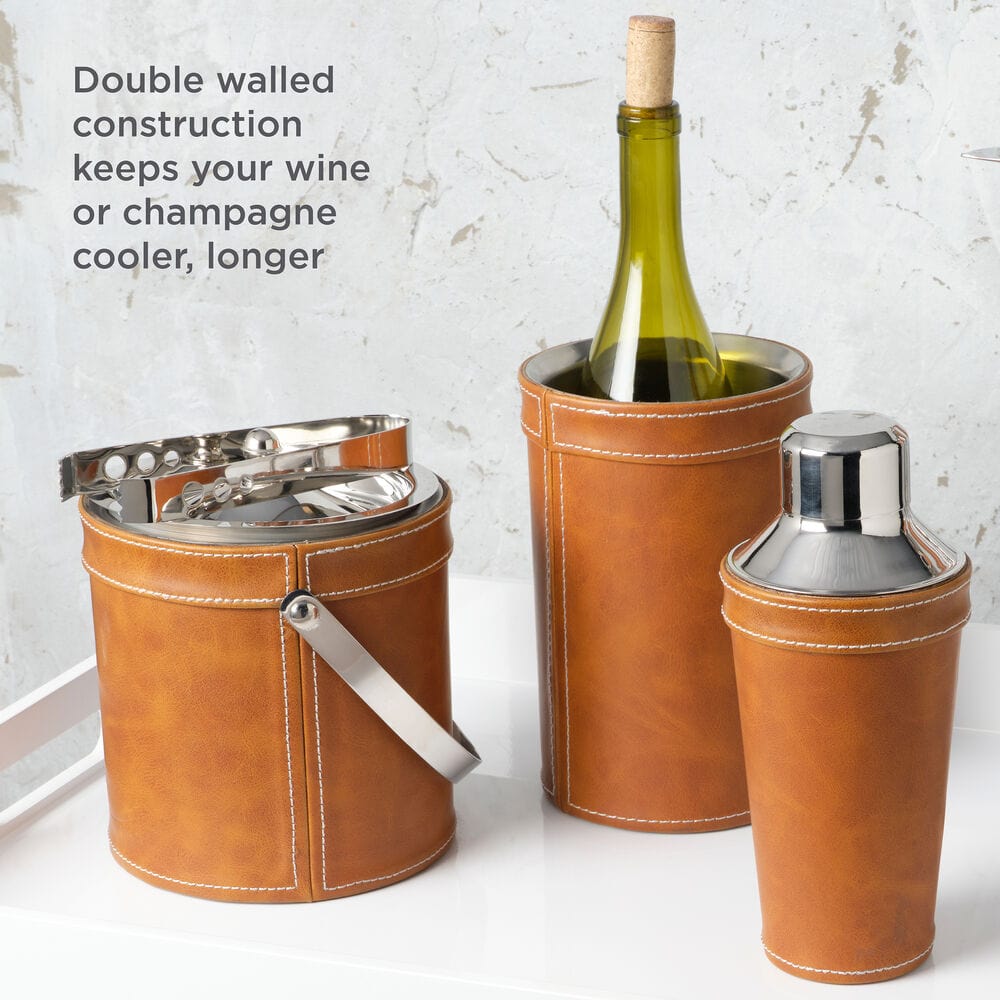 Faux Leather Stitched Wine Cooler