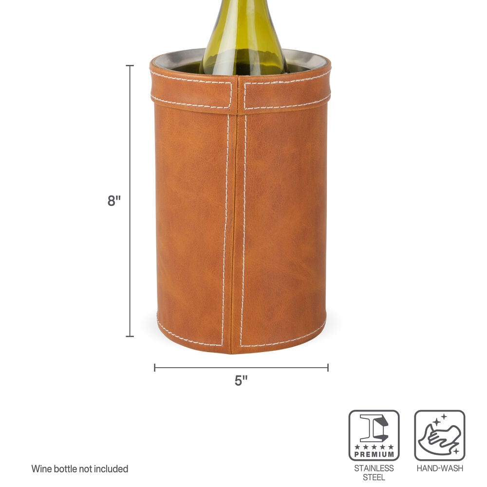 Faux Leather Stitched Wine Cooler
