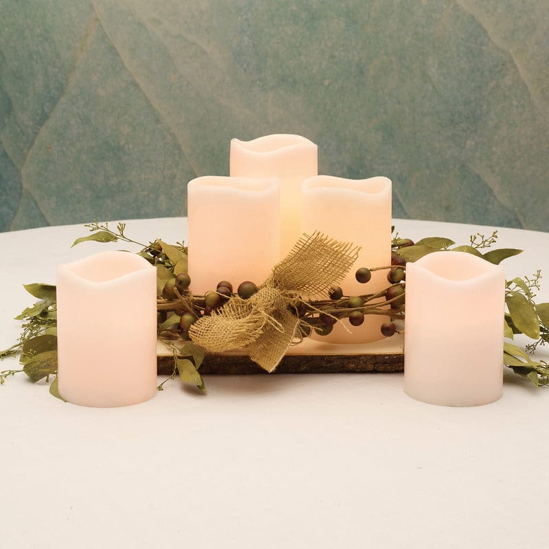 Flameless Set of 5 Wave Pillar LED Candles with Remote