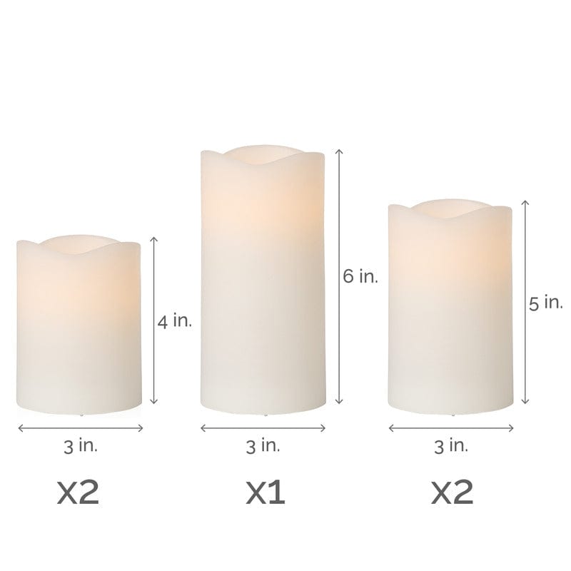 Flameless Set of 5 Wave Pillar LED Candles with Remote