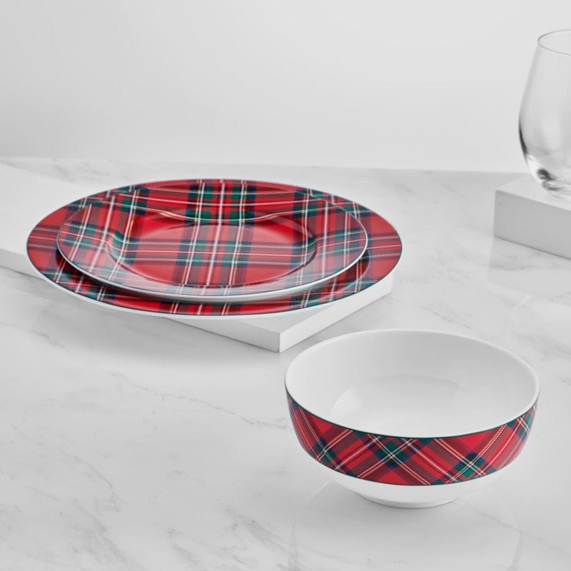 Tartan Red Set of 4 Soup Cereal Bowls