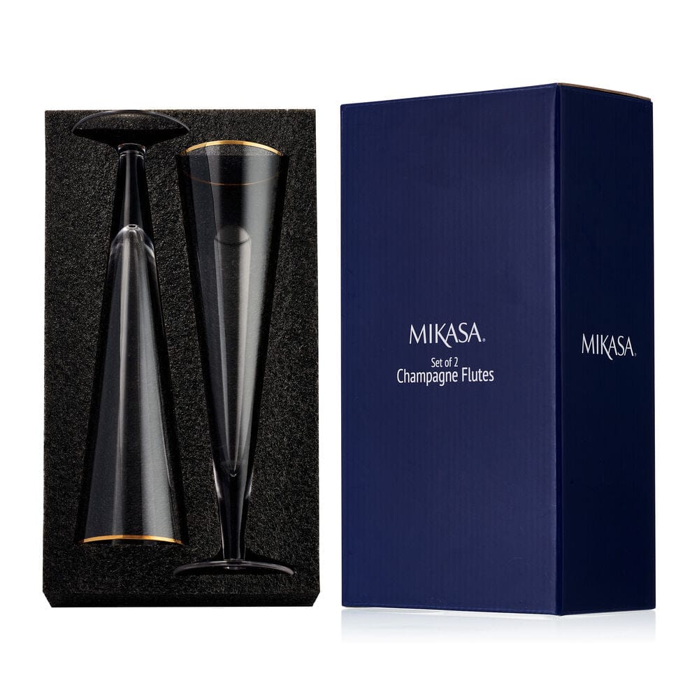 Trumpet Gold Set of 2 Champagne Flute Glasses