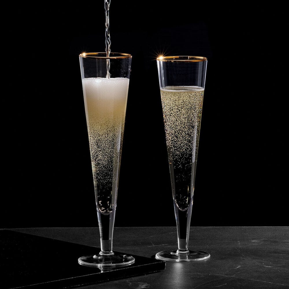 Trumpet Gold Set of 2 Champagne Flute Glasses