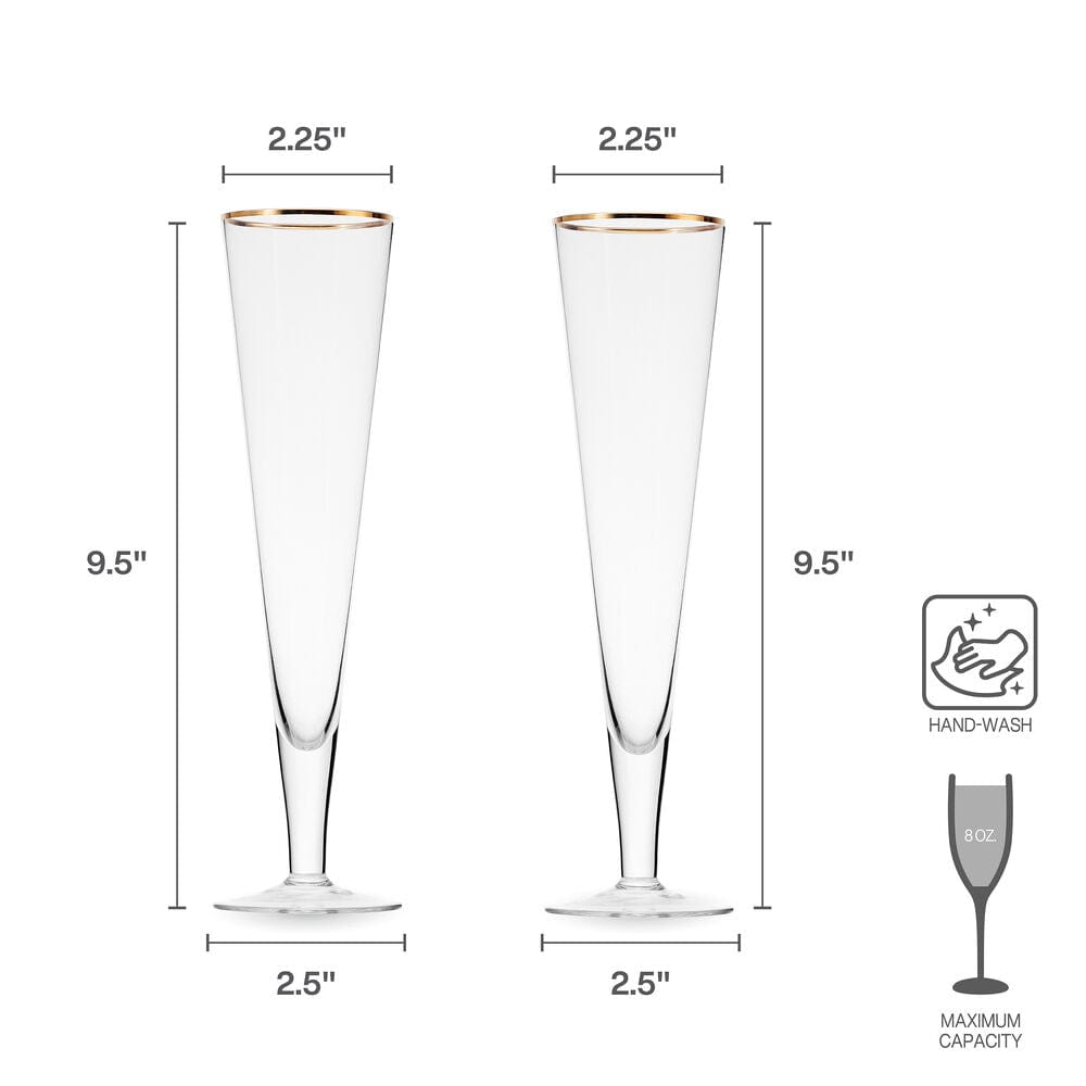 Trumpet Gold Set of 2 Champagne Flute Glasses