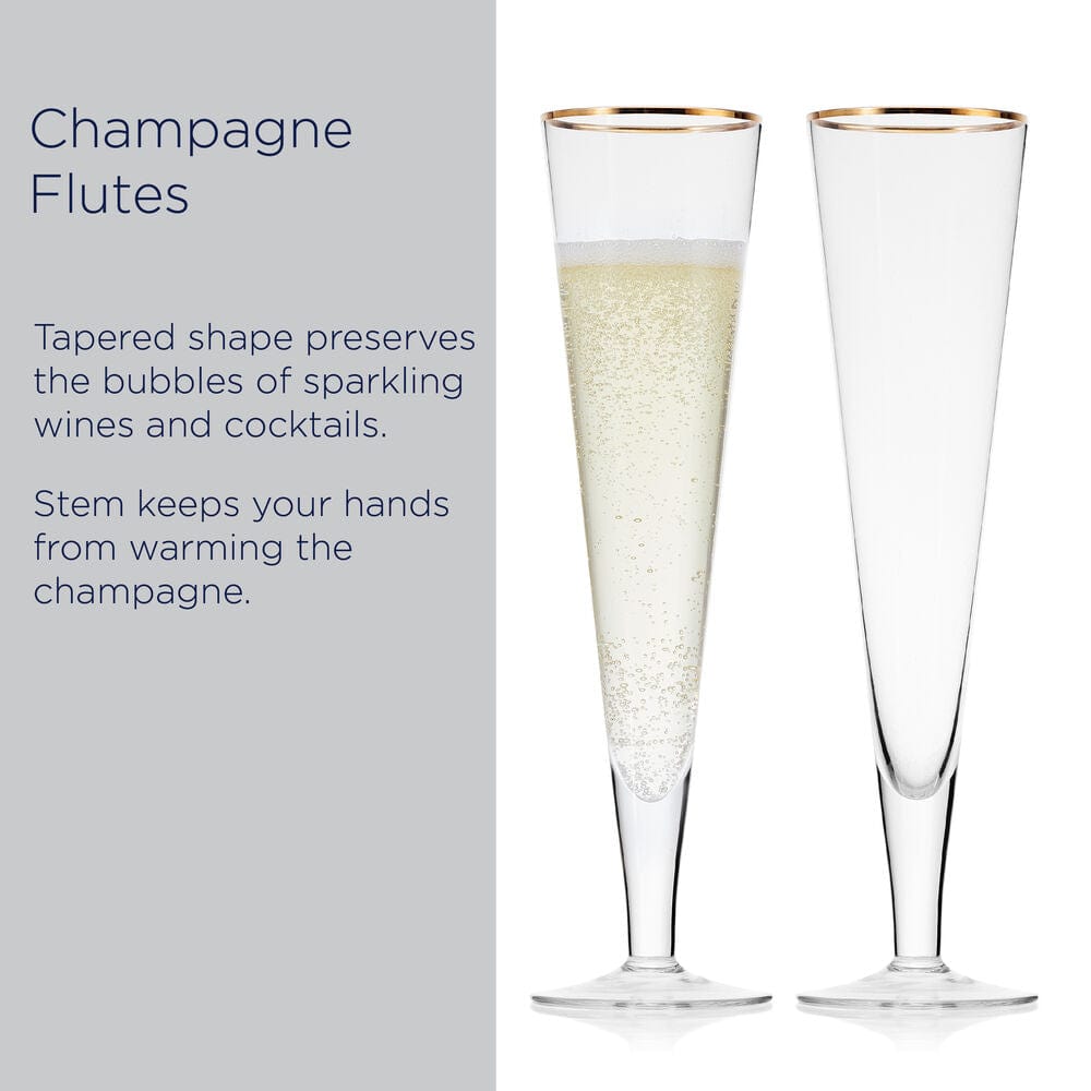 Trumpet Gold Set of 2 Champagne Flute Glasses