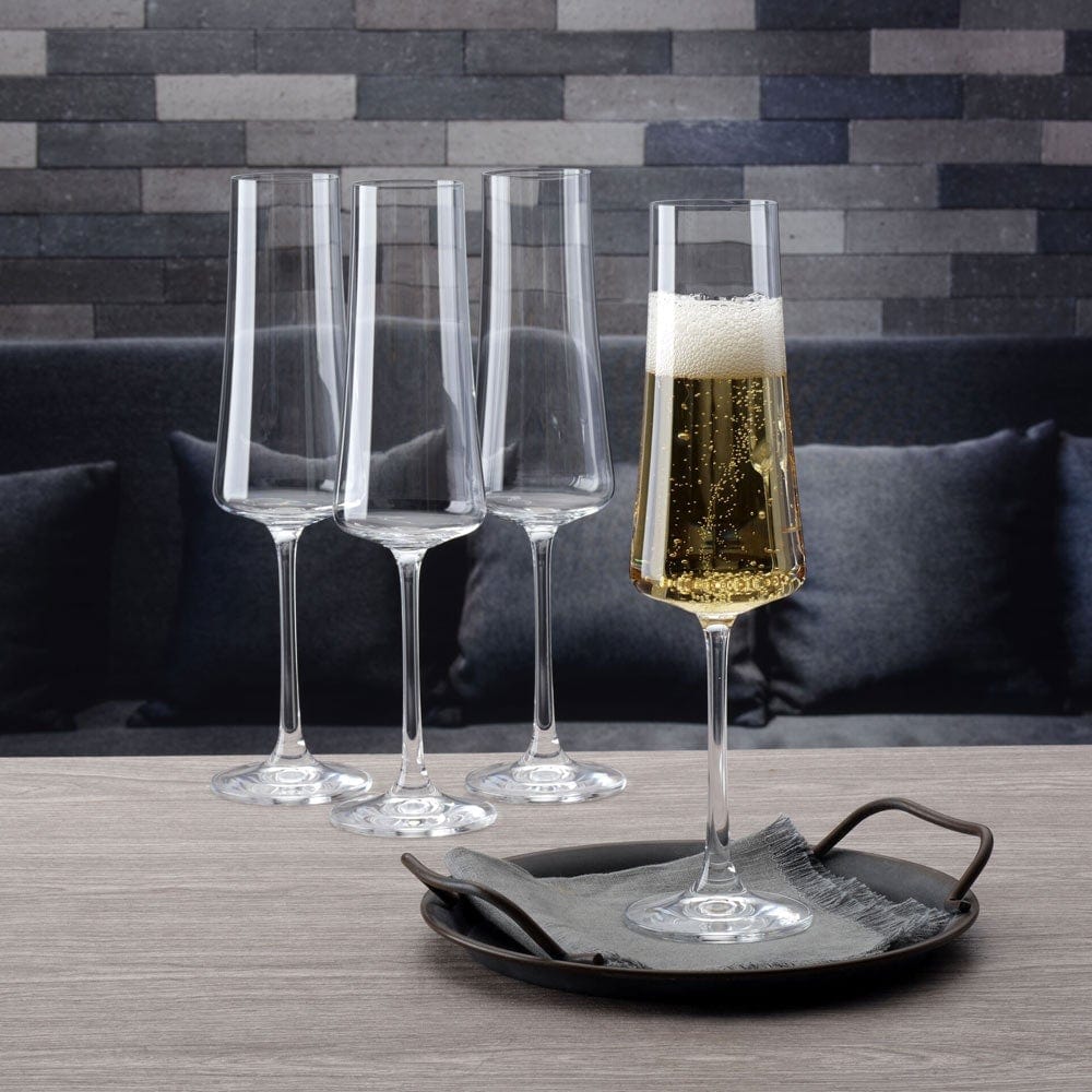 Mikasa Crystal Cheers Champagne Flutes, Set of 4, 8 fluid ounces