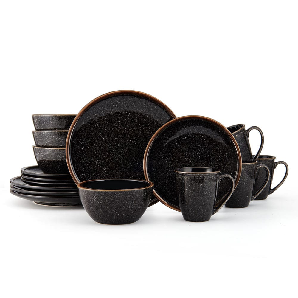 Barrett Black 16 Piece Dinnerware Set, Service for 4