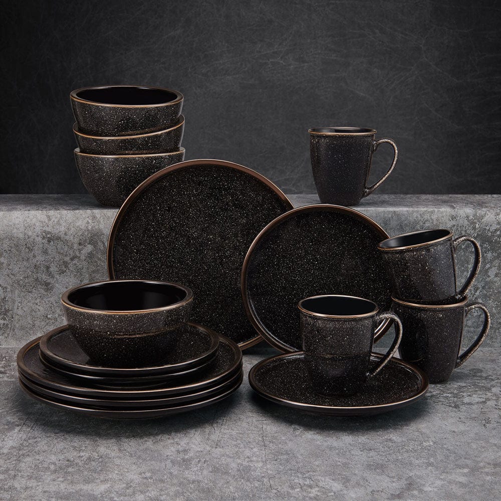 Barrett Black 16 Piece Dinnerware Set, Service for 4