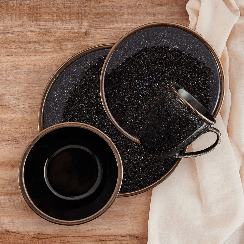 Barrett Black 16 Piece Dinnerware Set, Service for 4