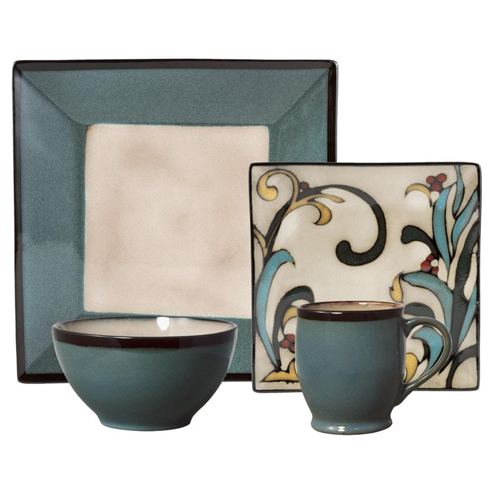 Belmont Square Blue Leaves Dinnerware Set - Main Image