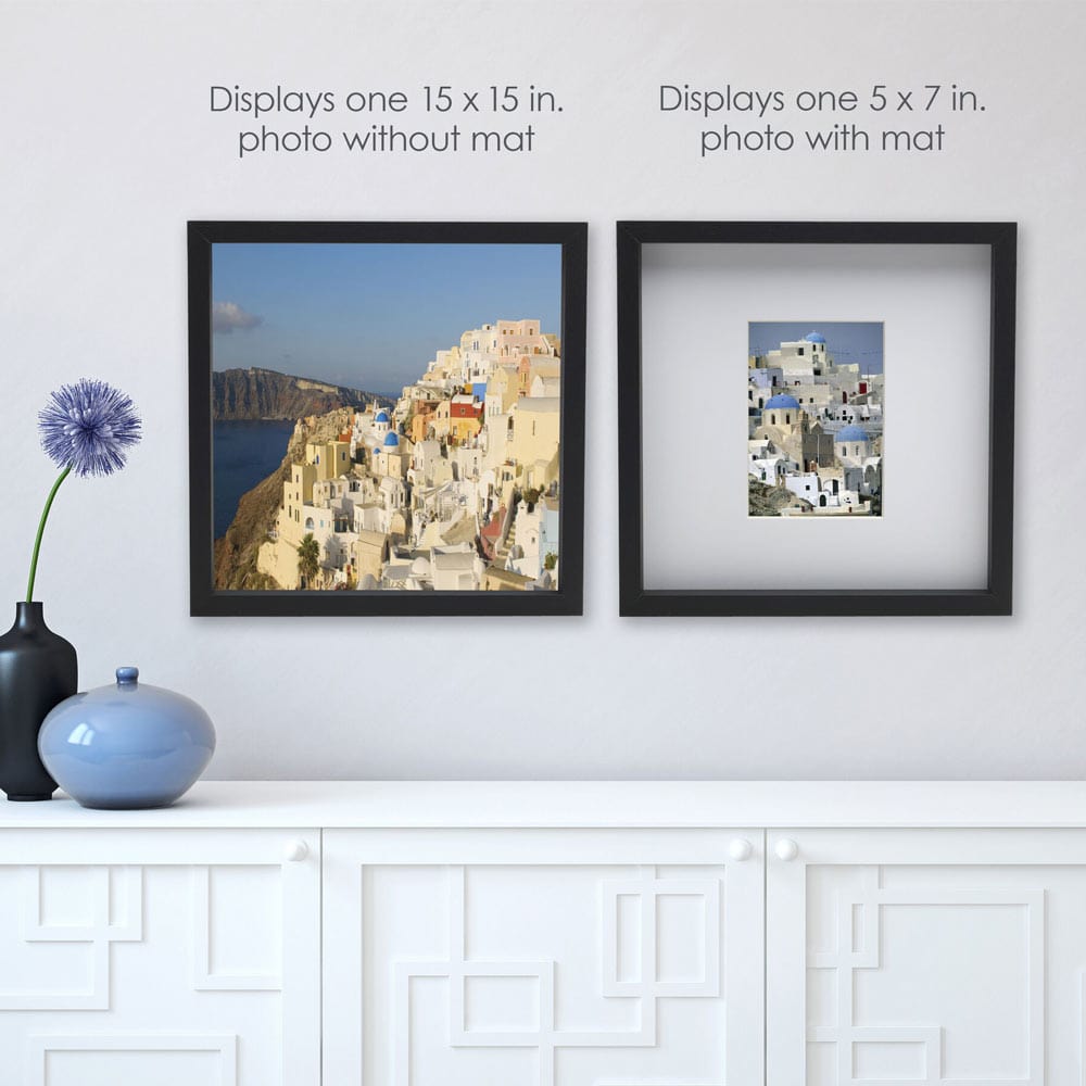 Black 16 x 16 Gallery Frame, Matted to 5 x 7