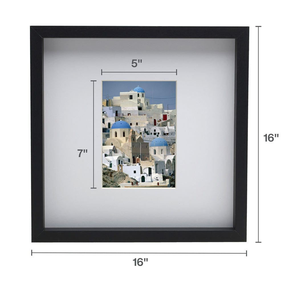 Black 16 x 16 Gallery Frame, Matted to 5 x 7