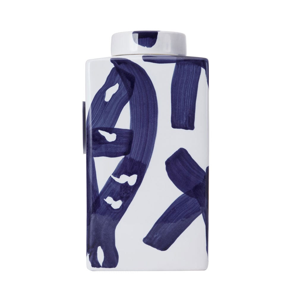 Paint Stroke Decorative Square Ginger Jar Canister Vase