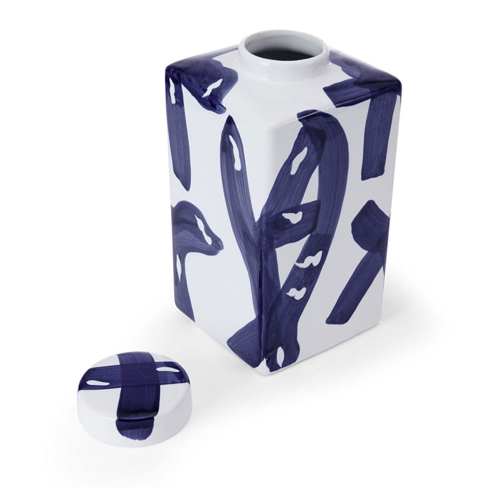 Paint Stroke Decorative Square Ginger Jar Canister Vase