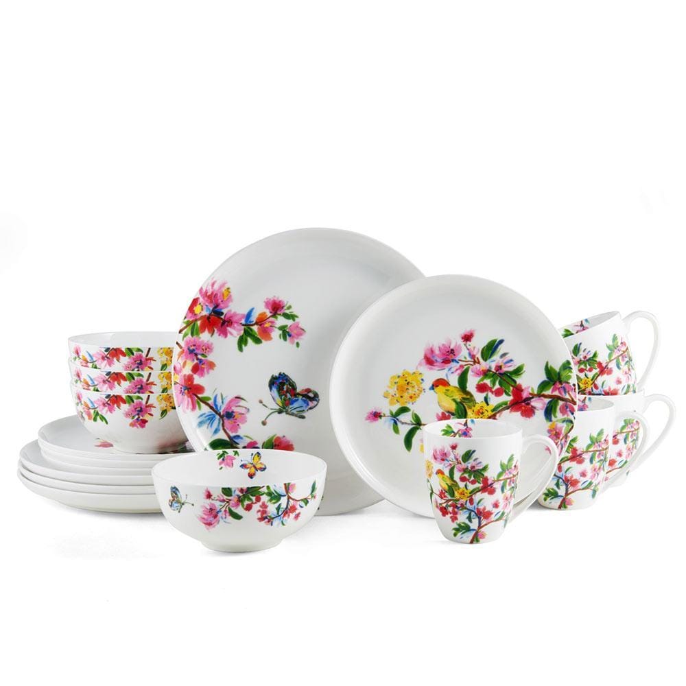 Mikasa China Floral Patterns Butterfly Garden 16 Piece Dinnerware