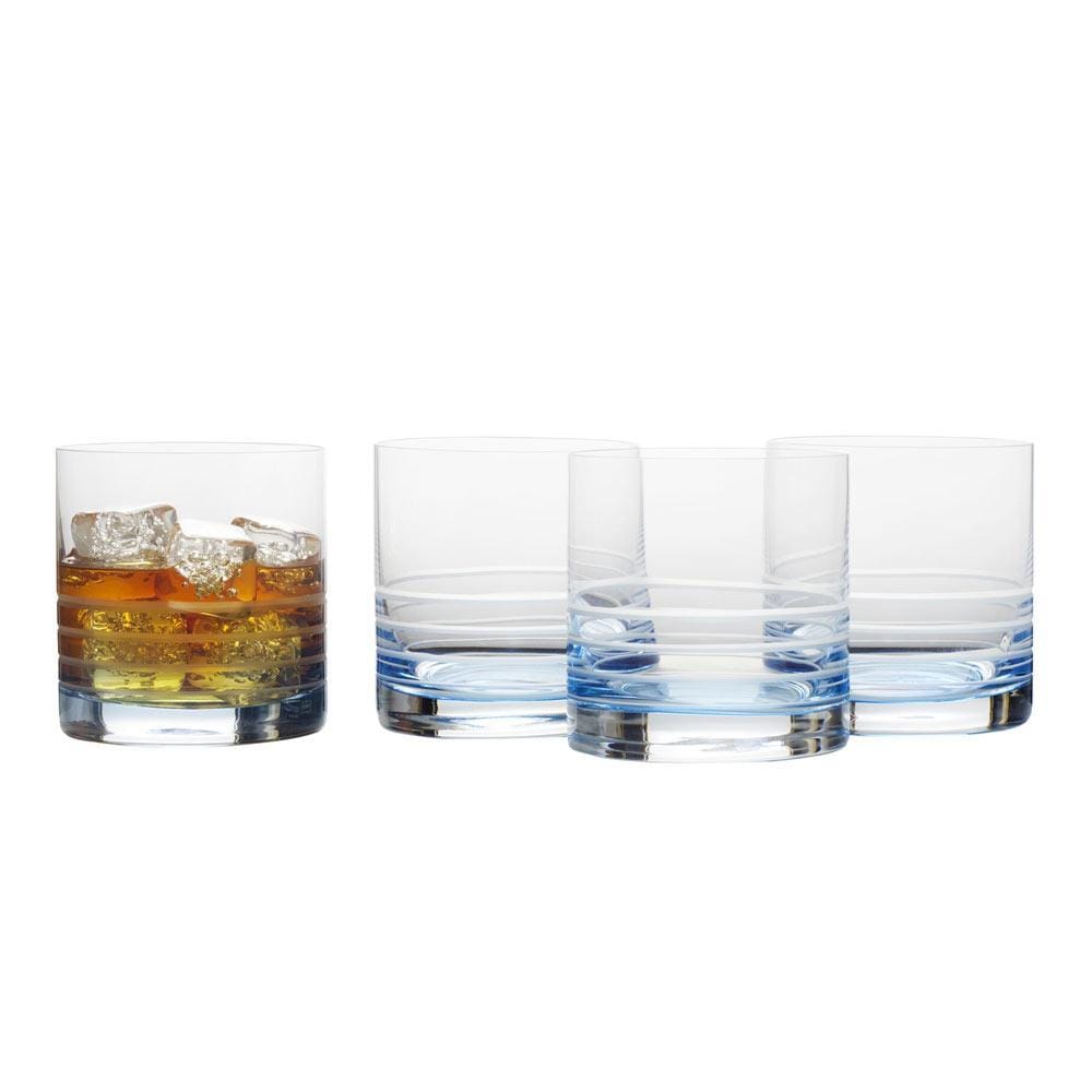 Mikasa Cal Ombre Double Old Fashioned Whiskey Glasses, Set of 4, Blue