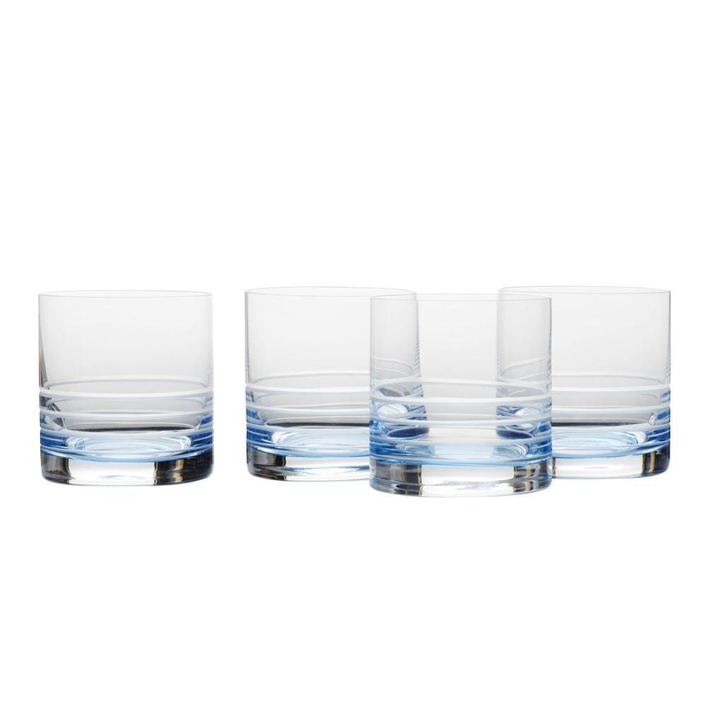Cal Blue Ombre Set of 4 Double Old Fashioned Whiskey Glasses