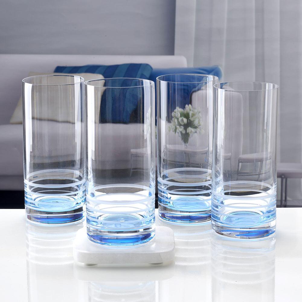 Cal Blue Ombre Set of 4 Highball Glasses