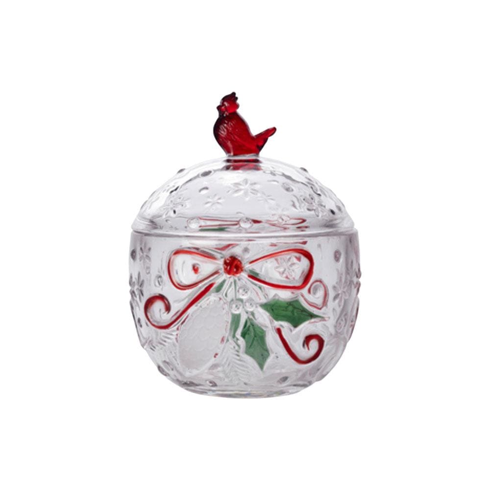 Cardinal Glass Covered Candy Box